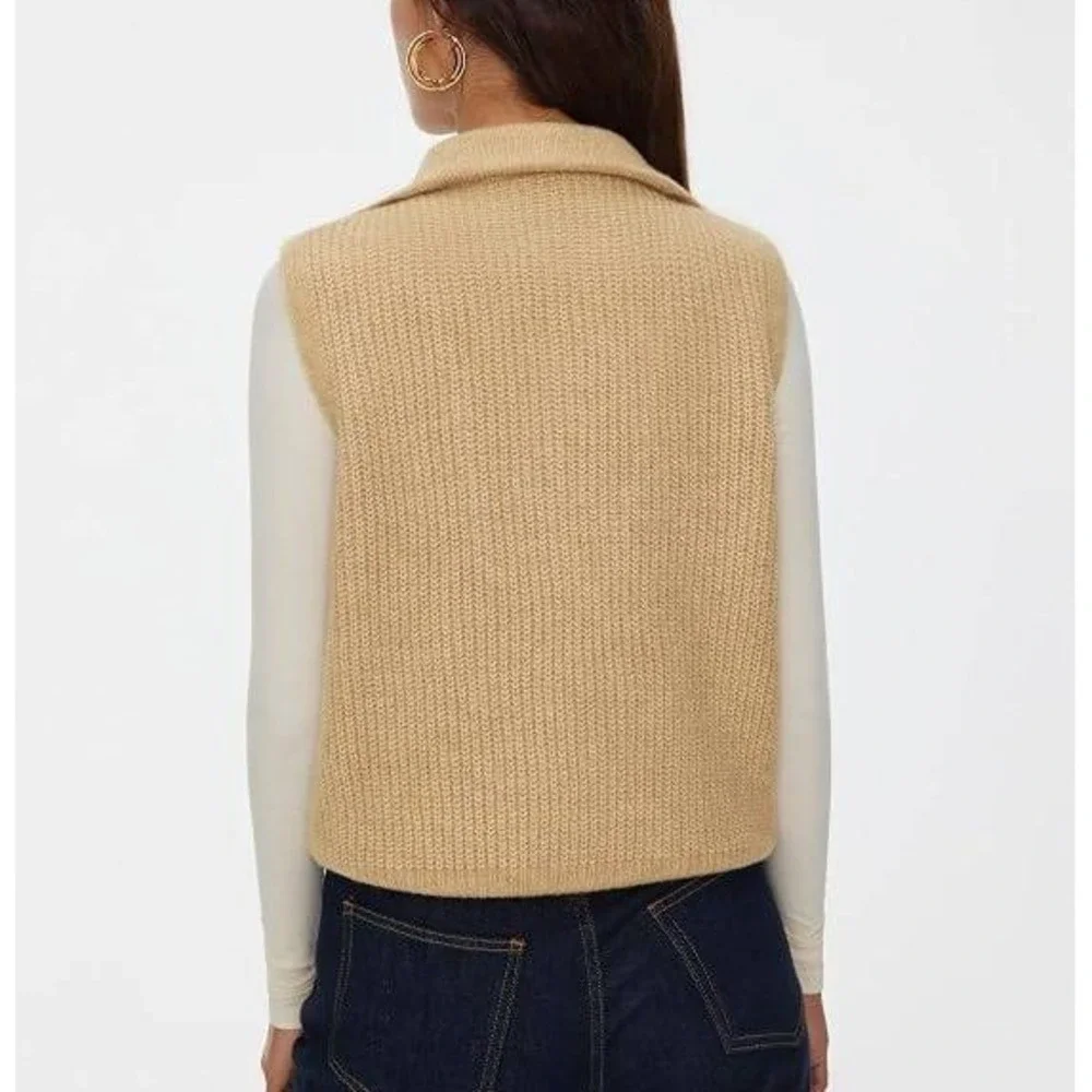 Cider Quarter Zip Sweater Vest Ribbed Knit Sleeveless Pullover Tan 3XL XXX-Large